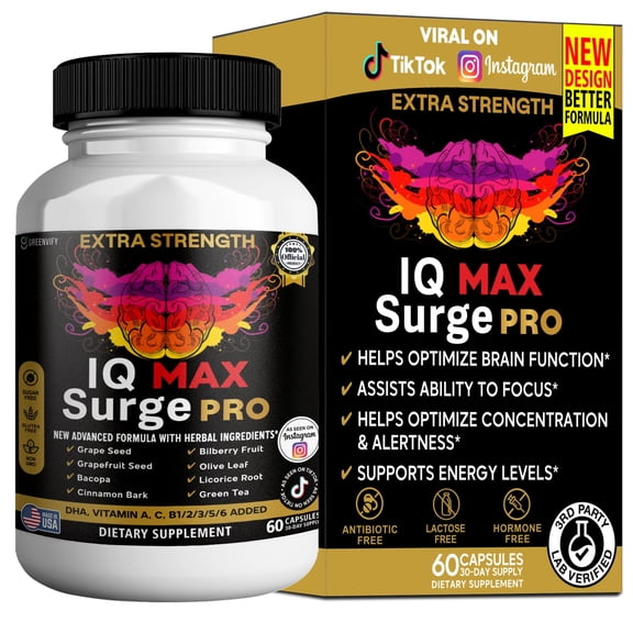 GreenVify IQ Max Surge Pro Focus, Memory & Mental Energy Wellness Support Formula