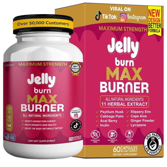 GreenVify Jelly Burn Max Burner Herbal Supplement – Metabolism & Digestive Support with Fiber Blend