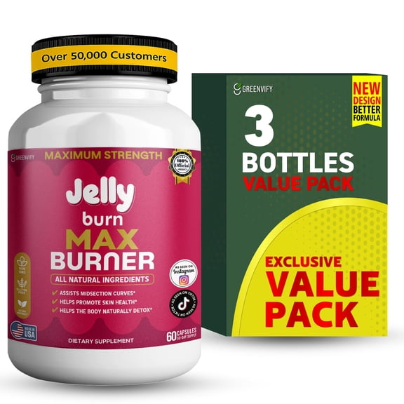 GreenVify Jelly Burn Max Burner Herbal Supplement – Metabolism & Digestive Support with Fiber Blend