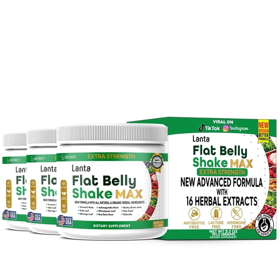 GreenVify Lanta Flat Belly Shake Max Nutritional Drink Mix  Daily Digestive & Wellness Support Formula