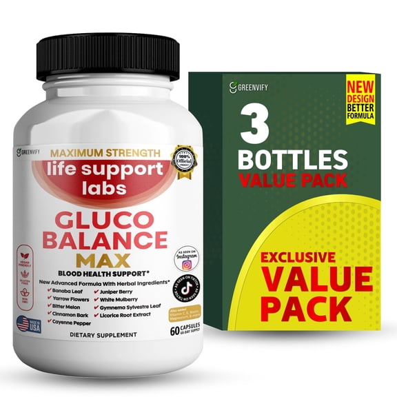 GreenVify Life Support Labs Gluco Balance Max Daily Wellness & Healthy Lifestyle Support Supplement