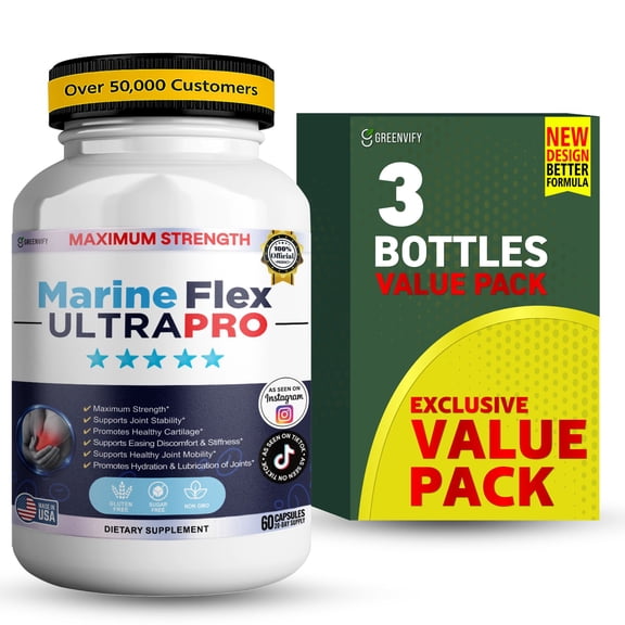GreenVify Marine Flex Ultra Pro Dietary Supplement Capsules Joint & Mobility Nutritional Supplement for Adults Easy-to-Swallow Capsules