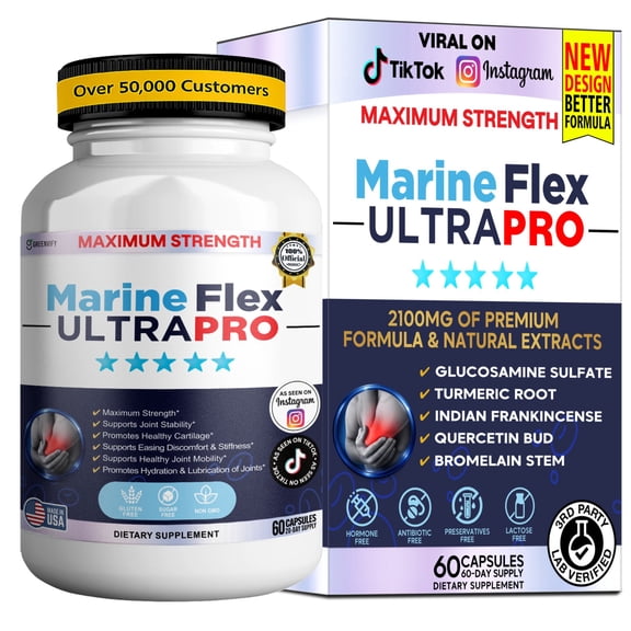 GreenVify Marine Flex Ultra Pro Dietary Supplement Capsules Joint & Mobility Nutritional Supplement for Adults Easy-to-Swallow Capsules