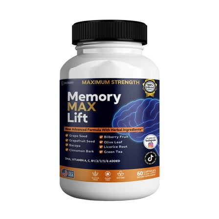 GreenVify Memory Max Lift Brain & Memory Support Supplement, 60 Capsules