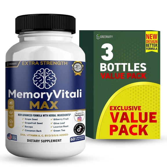 GreenVify Memory Vitali Max Dietary Supplement Capsules – Daily Brain & Cognitive Wellness Support