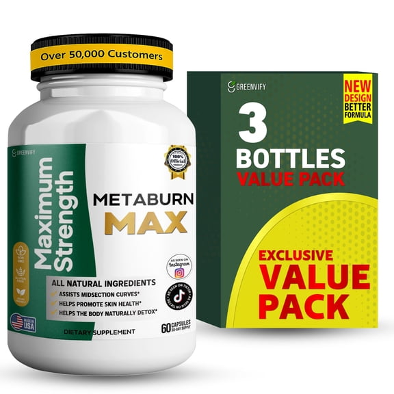 GreenVify MetaBurn Max Dietary Supplement Capsules Daily Nutritional Supplement for Adults Easy-to-Swallow Capsules
