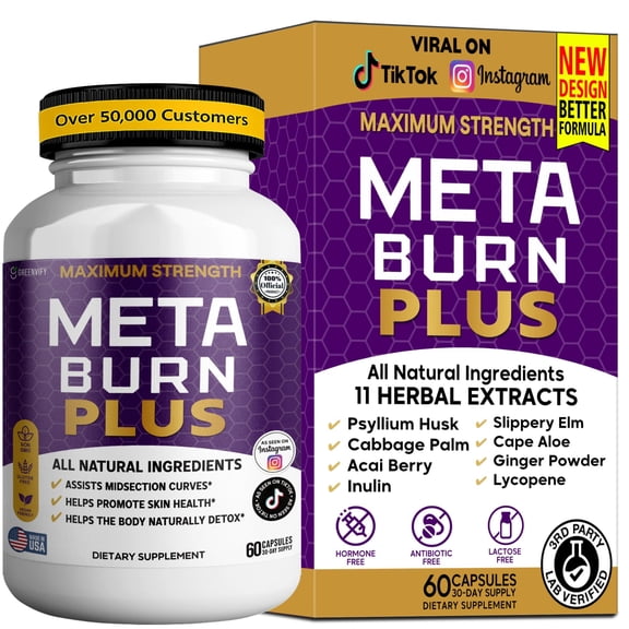 GreenVify MetaBurn Plus Dietary Supplement Capsules  Daily Nutritional Supplement for Adults  Easy-to-Swallow Capsules
