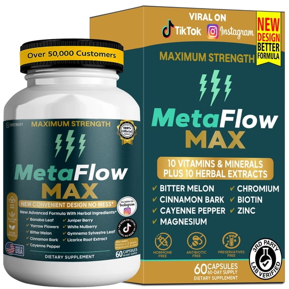 GreenVify MetaFlow Max Dietary Supplement Capsules Daily Nutritional Supplement for Adults Easy-to-Swallow Capsules