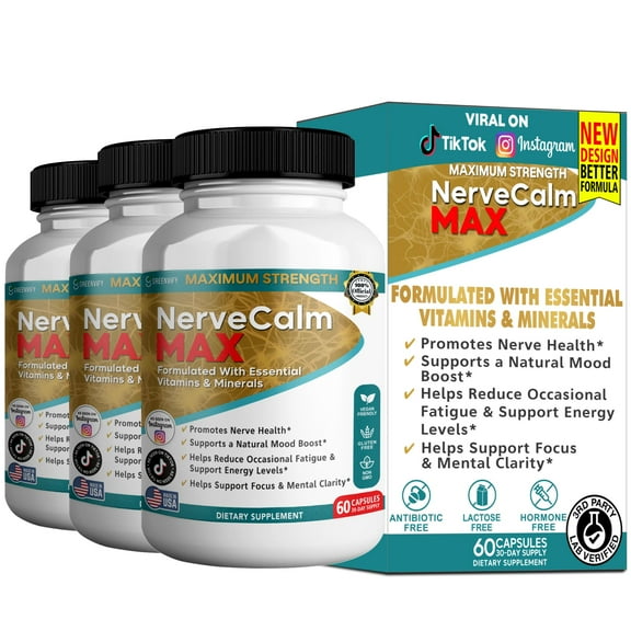 GreenVify Nerve Calm Max Advanced Nerve Support Supplement, 60 Capsules