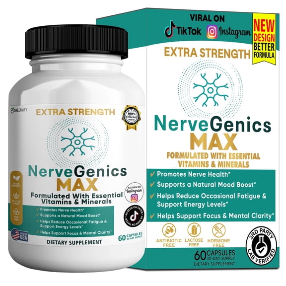 GreenVify NerveGenics Max Dietary Supplement Capsules Daily Nerve & Support