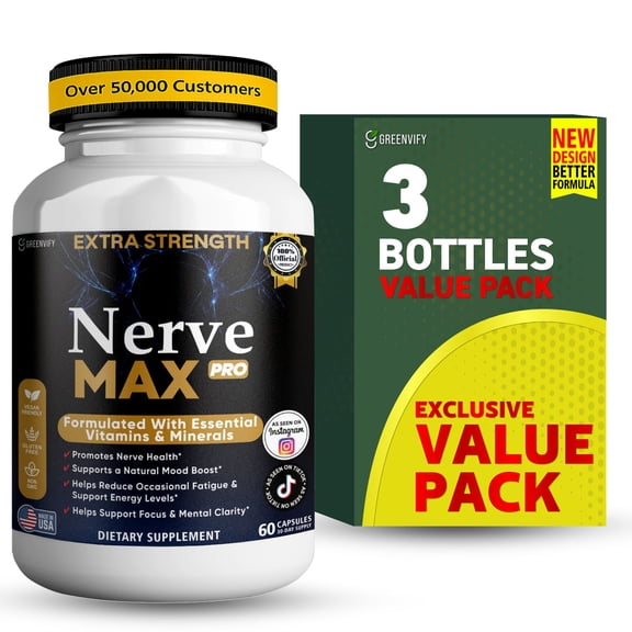 GreenVify NerveMax Pro Dietary Supplement Capsules  Nervous System Nutritional Supplement for Adults  Easy-to-Swallow Capsules
