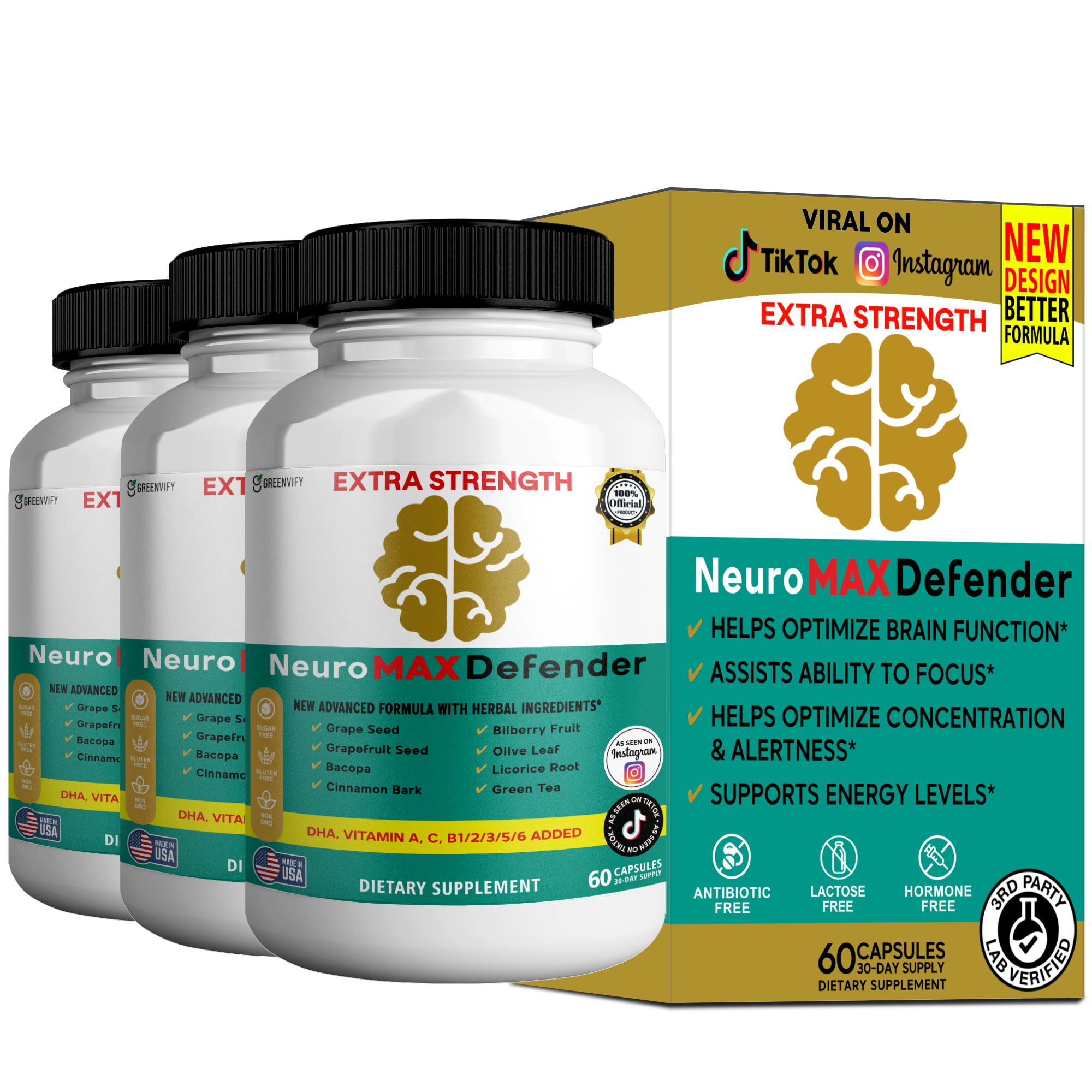 GreenVify Neuro Max Defender – Daily Brain Health, Focus