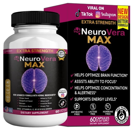 GreenVify Neuro Vera Max Daily Brain & Cognitive Wellness Support Supplement – Advanced Herbal & Nutrient Formula