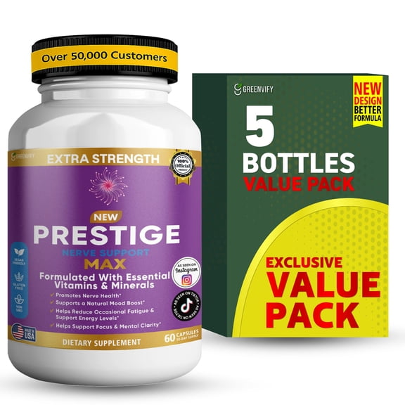 GreenVify New Prestige Nerve Support Max Dietary Supplement Capsules Daily Vitality & Wellness Support