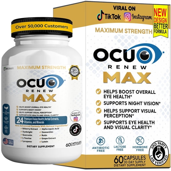 GreenVify OcuRenew Max Vision & Eye Dietary Supplement Capsules