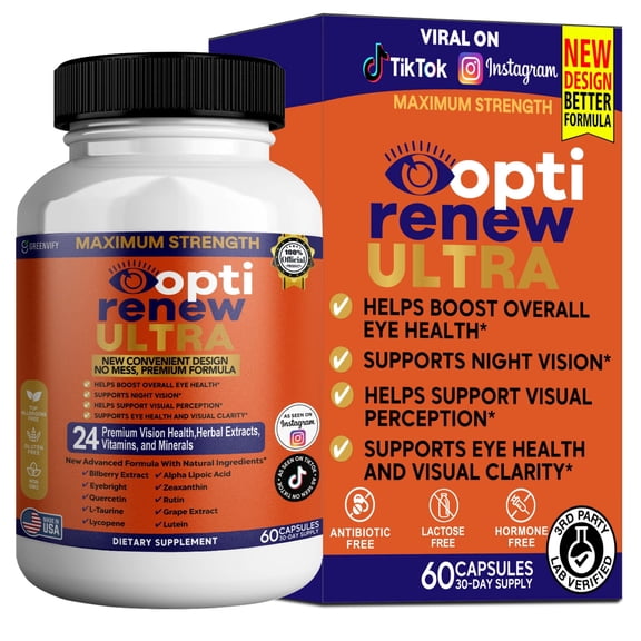 GreenVify Opti Renew Ultra Daily Eye & Vision Wellness Support Supplement – Advanced Nutrient & Herbal Blend