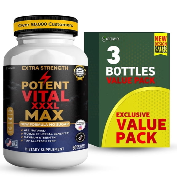 GreenVify Potent Vital XXXL Max – Men’s Daily Dietary Supplement, Advanced Vitality