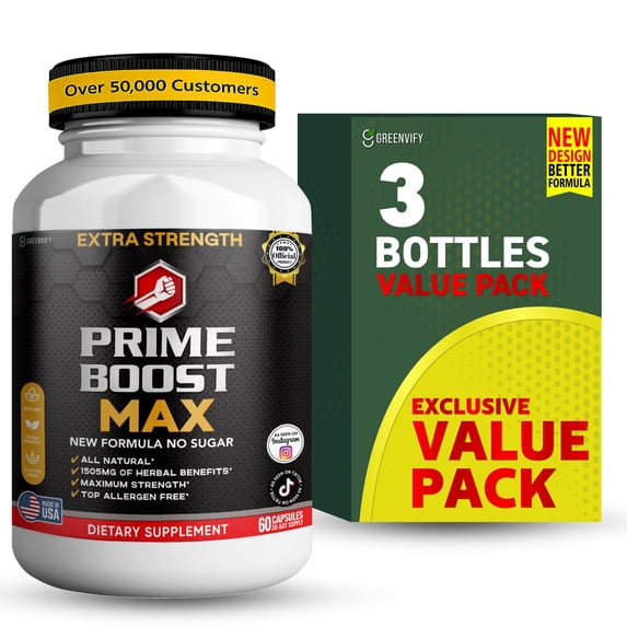 GreenVify Prime Boost Max Daily Energy & Performance Support Capsules