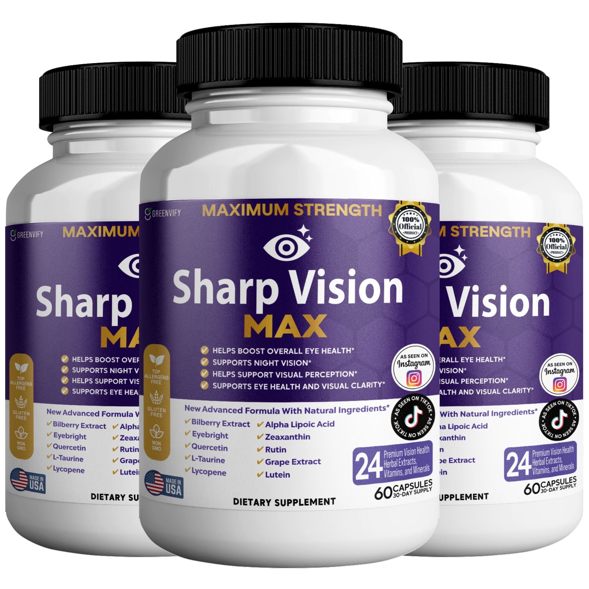 Sharp Vision Theme GreenVify Sharp Vision Max Eye Health Supplement, Lutein & Zeaxanthin ...