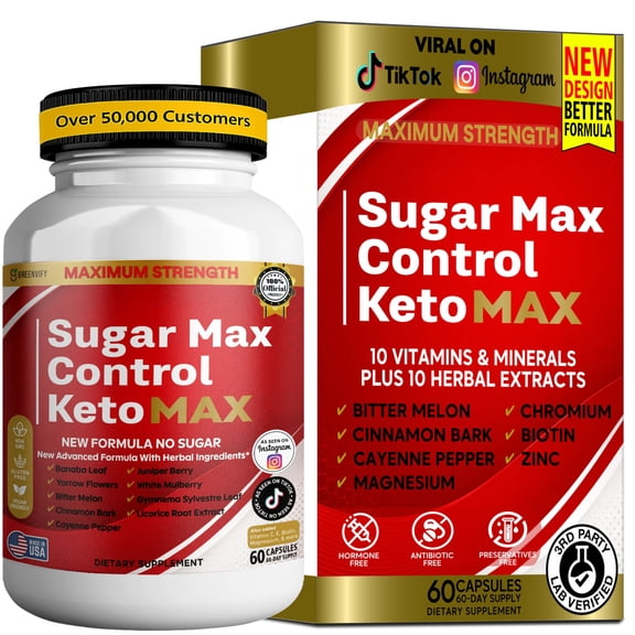 GreenVify Sugar Max Control Keto Max Dietary Supplement Capsules Daily Nutritional Supplement for Adults Easy-to-Swallow Capsules