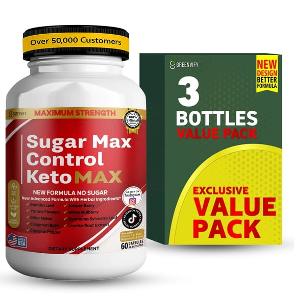 GreenVify Sugar Max Control Keto Max Dietary Supplement Capsules Daily Nutritional Supplement for Adults Easy-to-Swallow Capsules