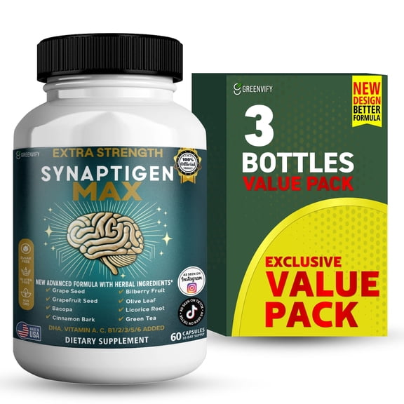 GreenVify Synaptigen Max Brain & Cognitive Support Supplement Focus & Mental Clarity Formula