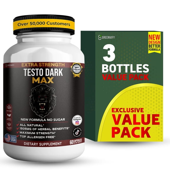 GreenVify Testo Dark Max Mens Daily Vitality & Performance Support Supplement
