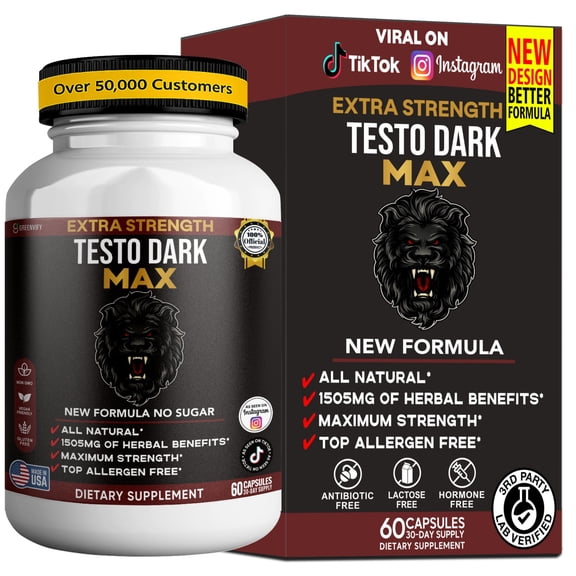 GreenVify Testo Dark Max Mens Daily Vitality & Performance Support Supplement