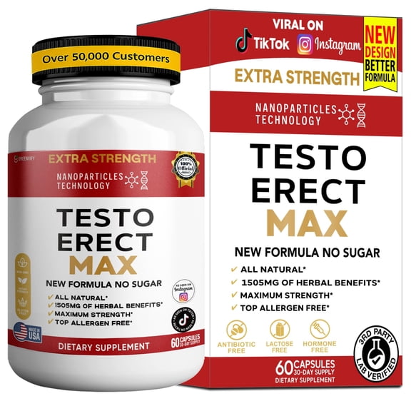 GreenVify TestoErect Max  Mens Vitality & Performance Support Supplement