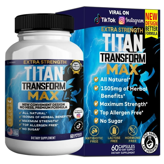 GreenVify Titan Transform Max Muscle Support Supplement, 60 Capsules
