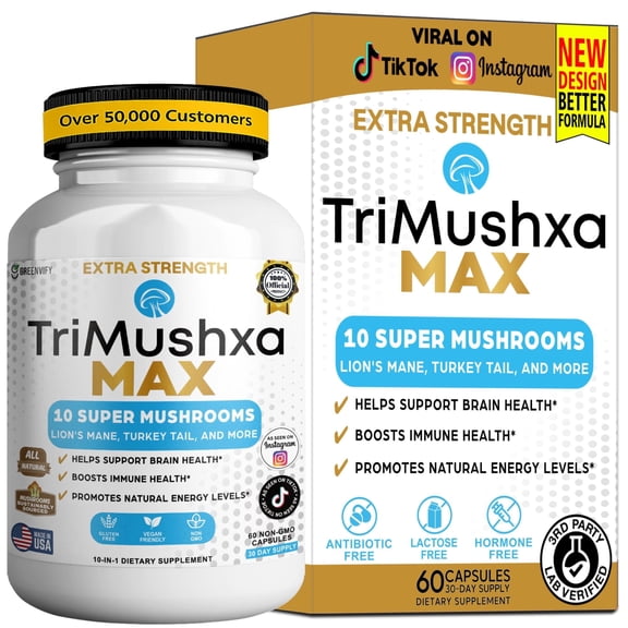 GreenVify TriMushxa Max Mushroom Blend & Daily Vitality Support Supplement