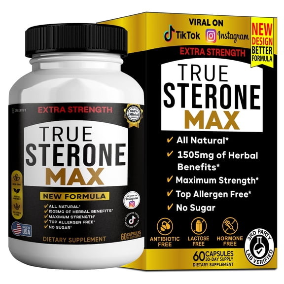 GreenVify True Sterone Max – Men’s Daily Strength, Energy & Vitality Support Supplement