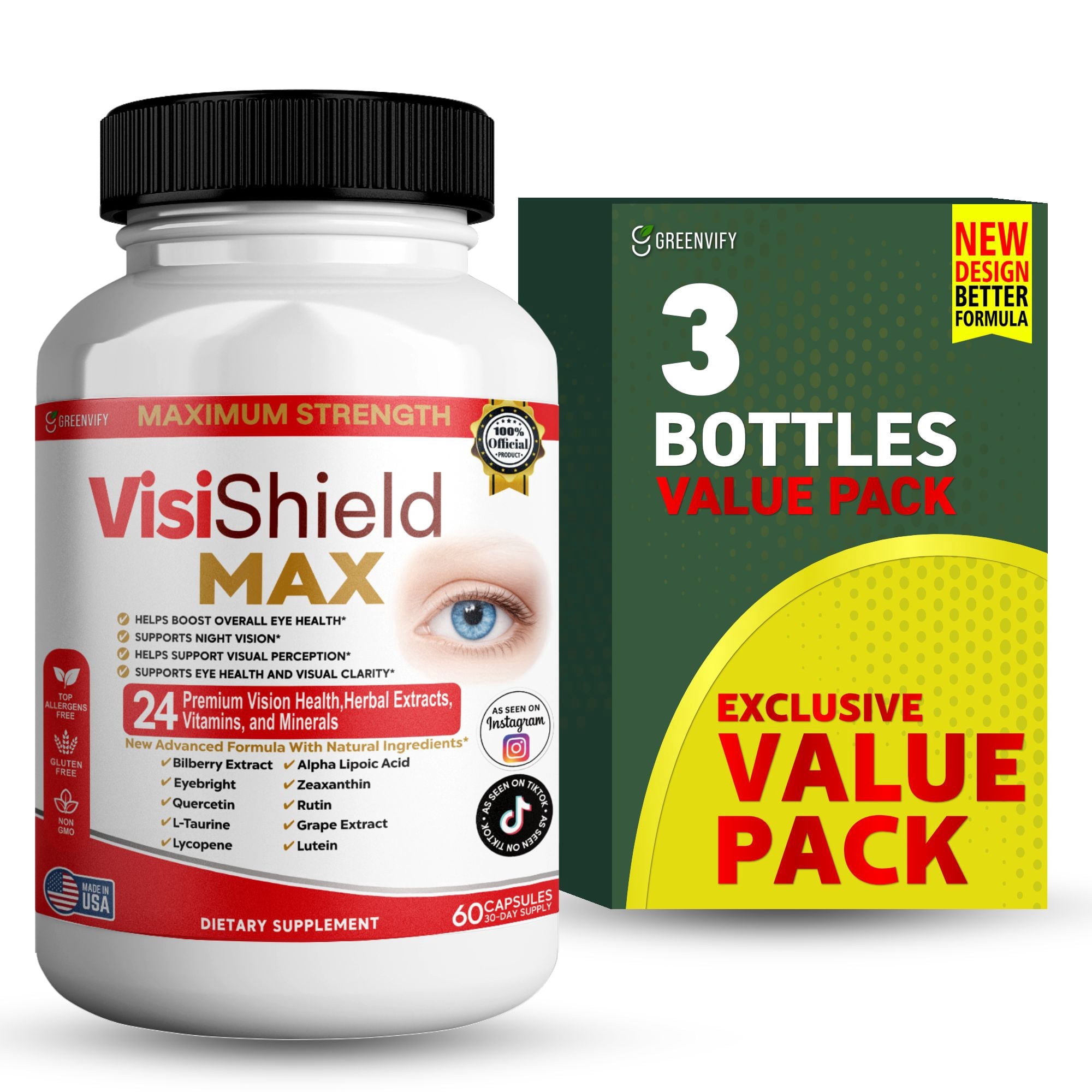 GreenVify VisiShield Max – Eye Health Support Supplement – Vision ...