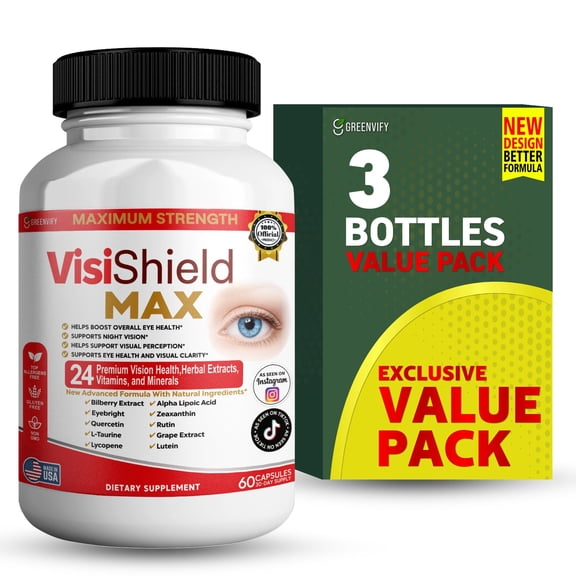 GreenVify VisiShield Max  Eye Health Support Supplement  Vision & Antioxidant Formula