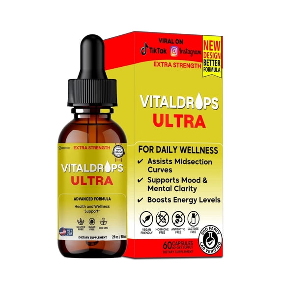 GreenVify Vital Drops Ultra Daily Wellness Support Liquid Supplement Advanced Nutrient Blend for Energy & Balance