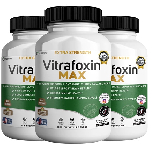 GreenVify Vitrafoxin Max Advanced Daily Wellness & Energy Support Supplement, 180 Capsules