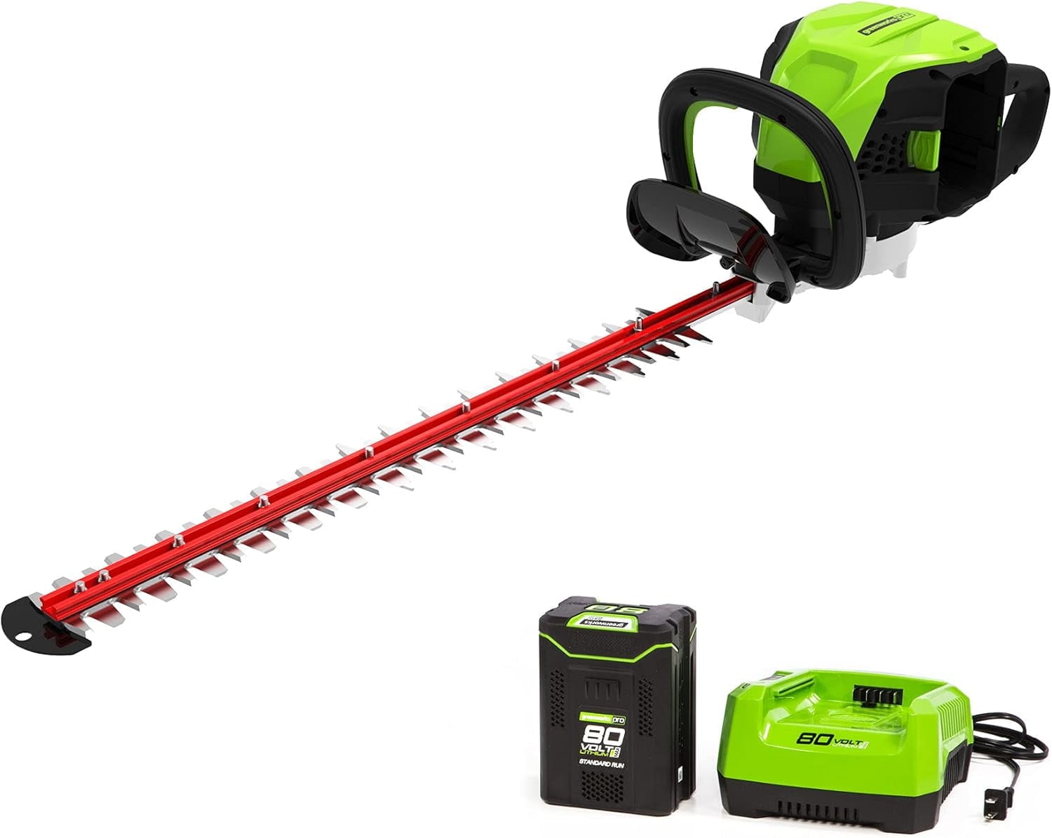 Greenworks Pro 80V 26" Brushless Hedge Trimmer (1.2" Cutting Capacity), 2Ah Battery and Rapid Charger Included HT80L211