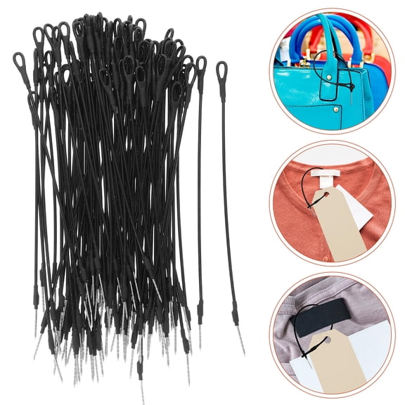 Greenadscape 100Pcs Tag Rope with Black Plastic Fasteners for Shoes and Apparel Security 17x0.6x0.2in