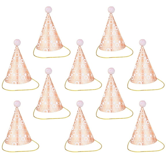 Greenadscape 10Pcs Birthday Decorations Hat Hexagon Shape for Adults Paper and Sequin Material