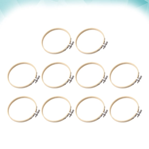 Greenadscape 10-Pack Embroidery Hoop Frames for Wall Art, Beige, 15x15x1 cm, Craft Supplies for Needlework and Home Decor