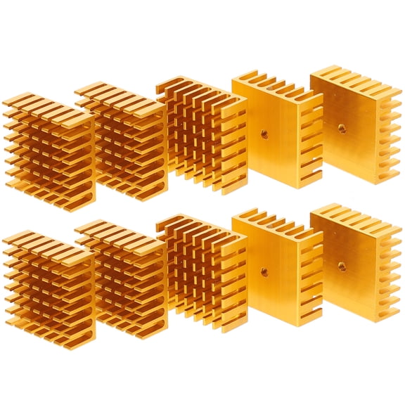 Greenadscape 10pcs Heat Sink for Electronics Golden Aluminum Square Prolong Service Life