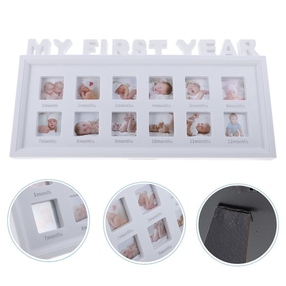 Greenadscape 1Pack Baby Keepsake Frame Babys First Year Picture Frame 16.1x7.87Inch Parents
