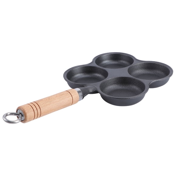 Greenadscape 1Pc Four Hole Nonstick Egg Cooker Pan Cast Aluminum Stove Omelette Pan Black