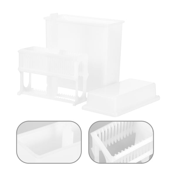 Greenadscape Plastic Coplin Staining Jar with Rack for Microscope Slides White 1Set