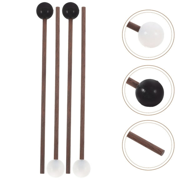 Greenadscape 2 Pairs Steel Tongue Drum Accessories for Musical Performance White Rubber Mallets