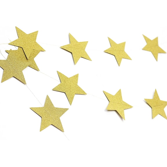Greenadscape 2-Pack Garland with Five-Pointed Stars for Wedding, Party, Holiday & Event Decorations