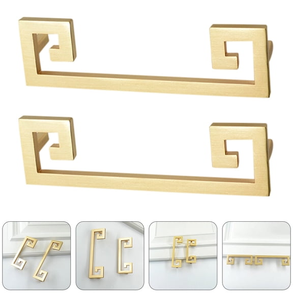 Greenadscape 2Pcs Golden Hook Shape Zinc Alloy Dresser Handles and Knobs for Homeowners