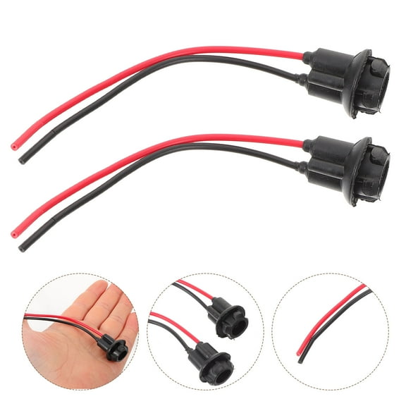 Greenadscape Automotive Replacement Sockets Car Light Bulb Socket Black 2Pcs 5.3X0.8X0.8In