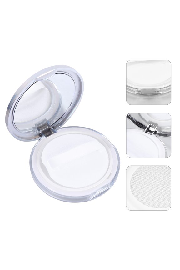 2Pcs Silver Plastic Loose Powder Container for Women Travel