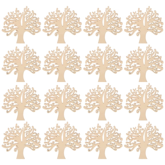 Greenadscape 30Pcs Tree-shaped Wooden Cut Outs Beige Diy Decoration Ornament Christmas Home Decoration Children